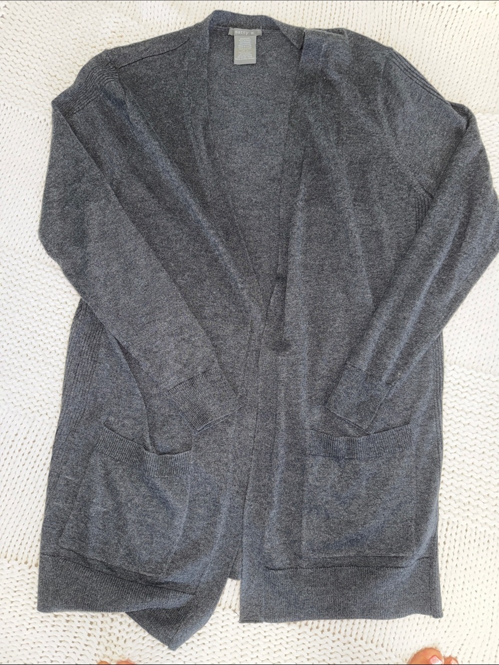 Charcoal Gray Open-Front Cardigan